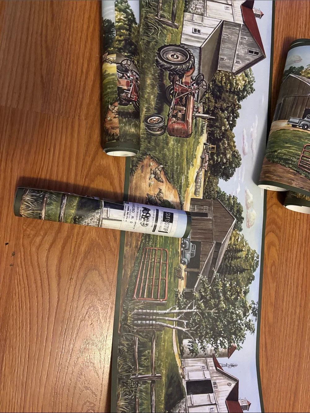 Rustic Farmhouse Wall  Boarder - Green and Brown tractors, country home